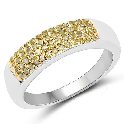 0.22 Carat Genuine Yellow Diamond .925 Sterling Silver Ring by Bids.com
