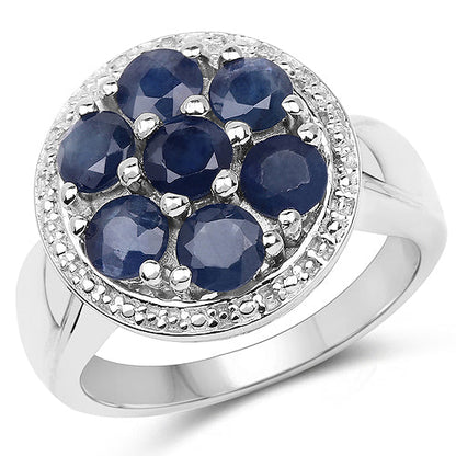 2.10 Carat Genuine Blue Sapphire .925 Sterling Silver Ring by Bids.com