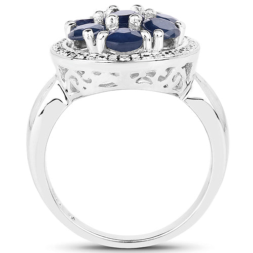 2.10 Carat Genuine Blue Sapphire .925 Sterling Silver Ring by Bids.com