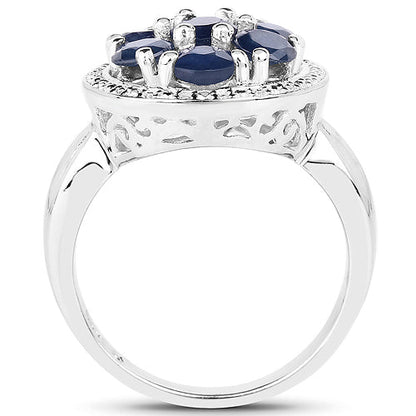 2.10 Carat Genuine Blue Sapphire .925 Sterling Silver Ring by Bids.com