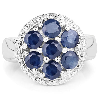 2.10 Carat Genuine Blue Sapphire .925 Sterling Silver Ring by Bids.com