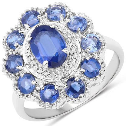 2.47 Carat Genuine Kyanite &amp; White Topaz .925 Sterling Silver Ring by Bids.com