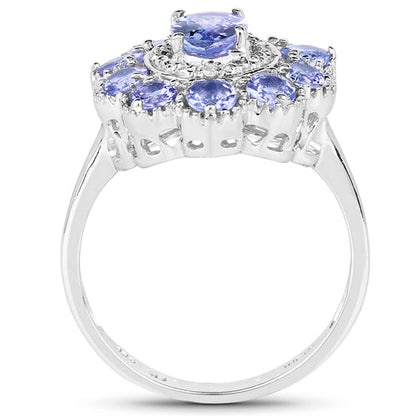 1.77 Carat Genuine Tanzanite and White Topaz .925 Sterling Silver Ring by Bids.com