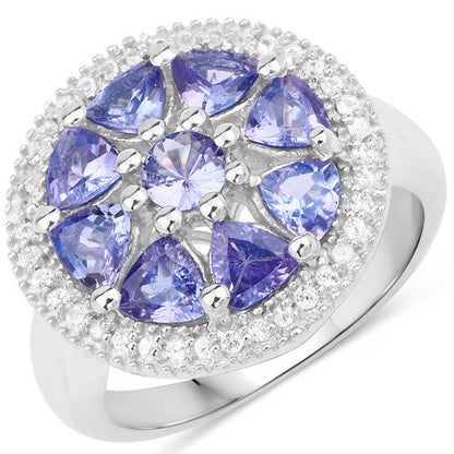 2.26 Carat Genuine Tanzanite and White Topaz .925 Sterling Silver Ring by Bids.com