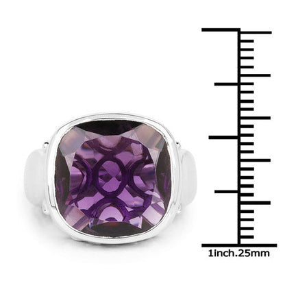 9.00 Carat Genuine Amethyst .925 Sterling Silver Ring  DestGlow