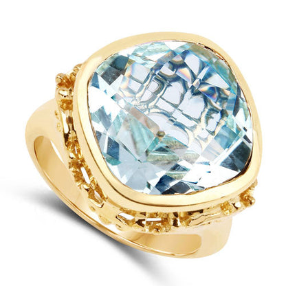 12.79 Carat Genuine Blue Topaz .925 Sterling Silver Ring by Bids.com