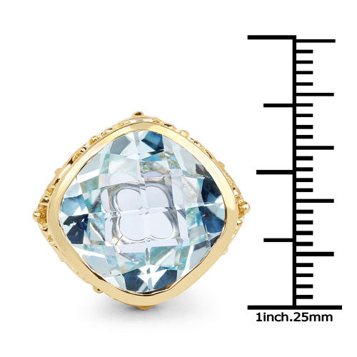 12.79 Carat Genuine Blue Topaz .925 Sterling Silver Ring by Bids.com