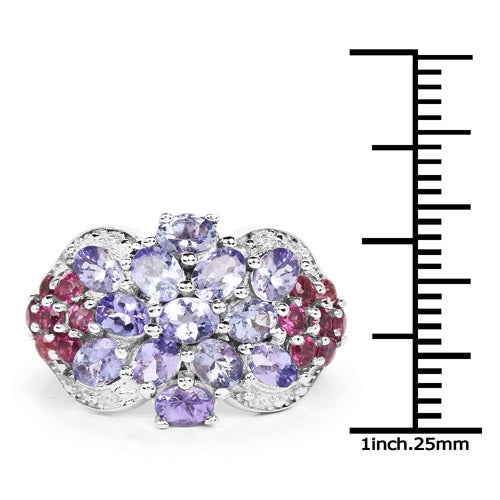 2.91 Carat Genuine Tanzanite and Rhodolite .925 Sterling Silver Ring by Bids.com
