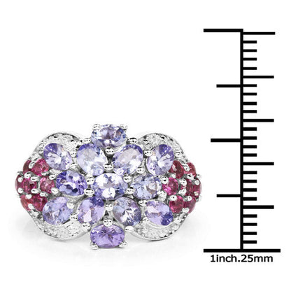2.91 Carat Genuine Tanzanite and Rhodolite .925 Sterling Silver Ring by Bids.com