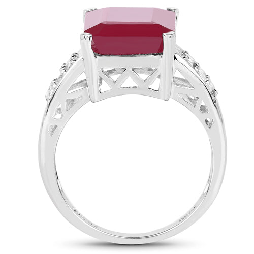 7.26 Carat Glass Filled Ruby and White Topaz .925 Sterling Silver Ring by Bids.com