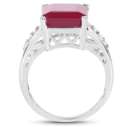 7.26 Carat Glass Filled Ruby and White Topaz .925 Sterling Silver Ring by Bids.com