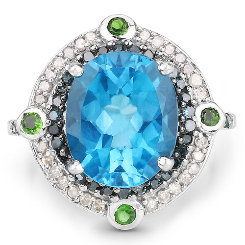 5.84 Carat Genuine Multi Stones .925 Sterling Silver Ring by Bids.com