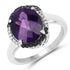 4.52 Carat Genuine Amethyst, Black Diamond & White Diamond .925 Sterling Silver Ring by Bids.com