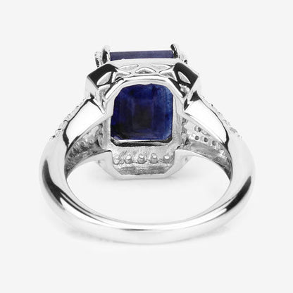 4.80 Carat Glass Filled Sapphire and White Topaz .925 Sterling Silver Ring by Bids.com