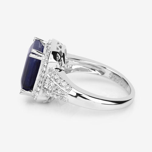 4.80 Carat Glass Filled Sapphire and White Topaz .925 Sterling Silver Ring by Bids.com