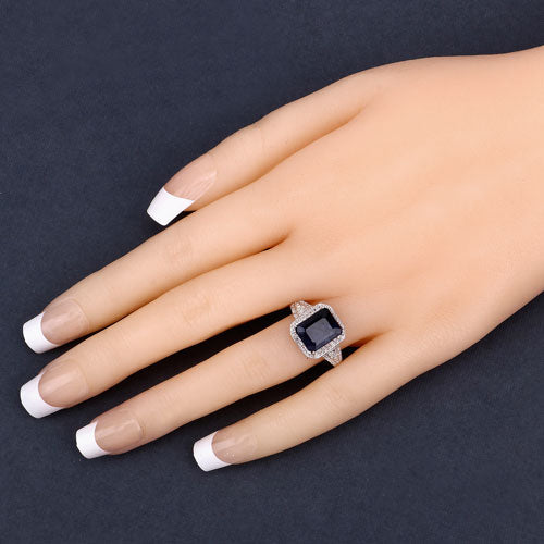 4.80 Carat Glass Filled Sapphire and White Topaz .925 Sterling Silver Ring by Bids.com