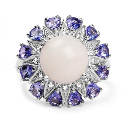 4.25 Carat Genuine Opal, Tanzanite &amp; White Topaz .925 Sterling Silver Ring by Bids.com