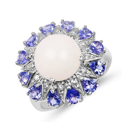 4.25 Carat Genuine Opal, Tanzanite &amp; White Topaz .925 Sterling Silver Ring by Bids.com