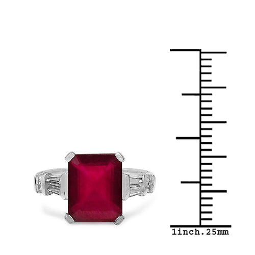 4.30 ct. t.w. Glass Filled Ruby and White Topaz Ring in Sterling Silver by Bids.com