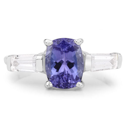 2.00 Carat Genuine Tanzanite and White Topaz .925 Sterling Silver Ring by Bids.com