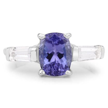2.00 Carat Genuine Tanzanite and White Topaz .925 Sterling Silver Ring by Bids.com