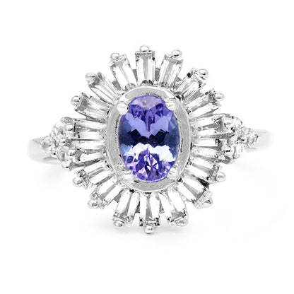 2.01 Carat Genuine Tanzanite and White Topaz .925 Sterling Silver Ring by Bids.com