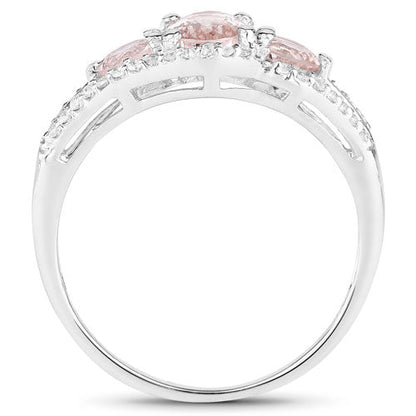 1.34 Carat Genuine Morganite and White Topaz .925 Sterling Silver Ring by Bids.com