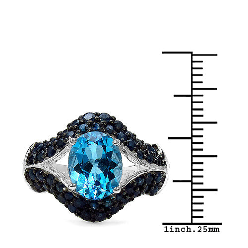 5.02 Carat Genuine Blue Topaz &amp; Blue Sapphire .925 Sterling Silver Ring by Bids.com