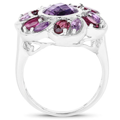 3.52 Carat Genuine Amethyst &amp; Rhodolite .925 Sterling Silver Ring by Bids.com