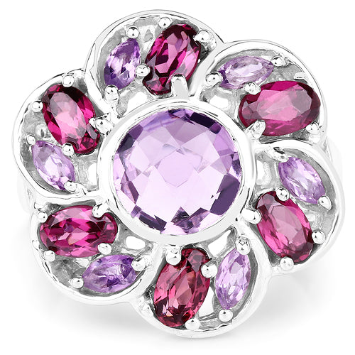 3.52 Carat Genuine Amethyst &amp; Rhodolite .925 Sterling Silver Ring by Bids.com