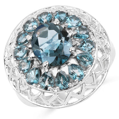 5.98 Carat Genuine London Blue Topaz .925 Sterling Silver Ring by Bids.com