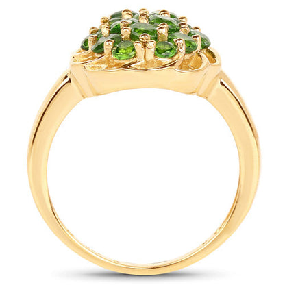 14K Yellow Gold Plated 1.71 Carat Genuine Chrome Diopside .925 Sterling Silver Ring  DestGlow