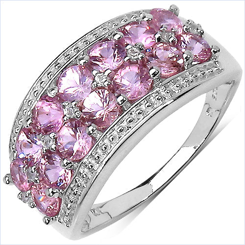 2.00 Carat Genuine Pink Sapphire &amp; White Topaz .925 Sterling Silver Ring by Bids.com