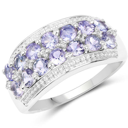1.44 Carat Genuine Tanzanite &amp; White Topaz .925 Sterling Silver Ring by Bids.com