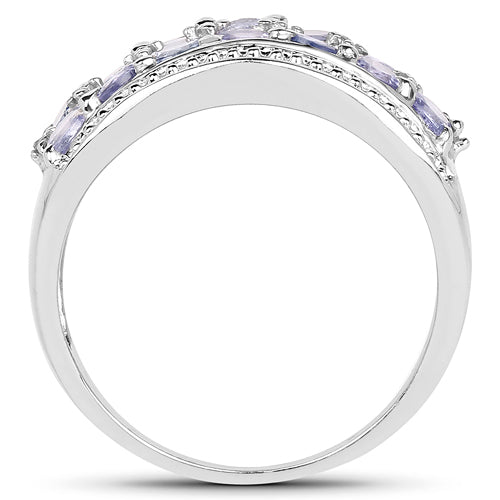 1.44 Carat Genuine Tanzanite &amp; White Topaz .925 Sterling Silver Ring by Bids.com
