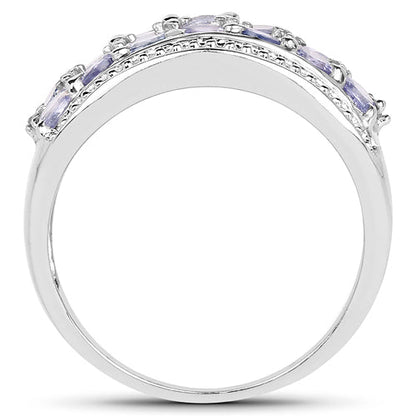 1.44 Carat Genuine Tanzanite &amp; White Topaz .925 Sterling Silver Ring by Bids.com