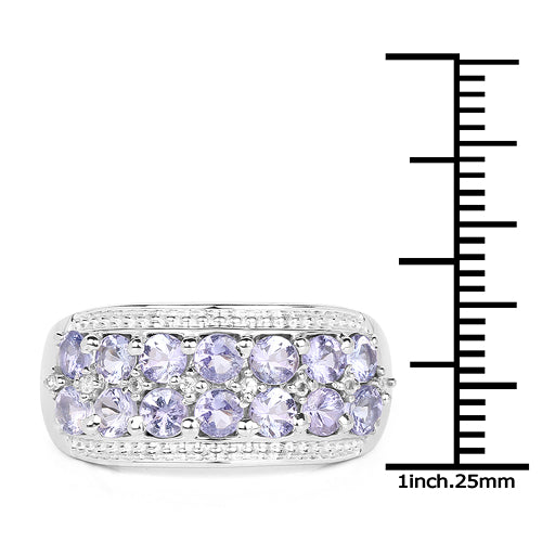 1.44 Carat Genuine Tanzanite &amp; White Topaz .925 Sterling Silver Ring by Bids.com