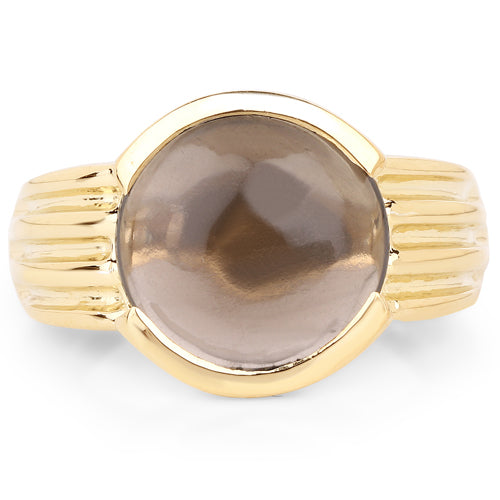 14K Yellow Gold Plated 4.89 Carat Genuine Smoky Quartz .925 Sterling Silver Ring by Bids.com