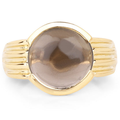 14K Yellow Gold Plated 4.89 Carat Genuine Smoky Quartz .925 Sterling Silver Ring by Bids.com