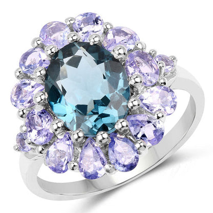 5.41 Carat Genuine London Blue Topaz and Tanzanite .925 Sterling Silver Ring by Bids.com