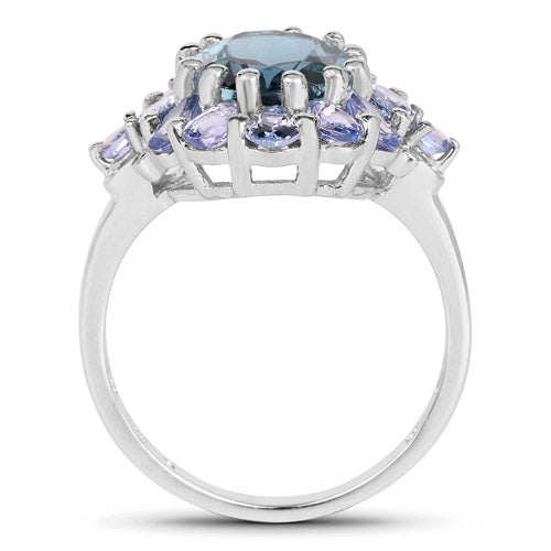 5.41 Carat Genuine London Blue Topaz and Tanzanite .925 Sterling Silver Ring by Bids.com