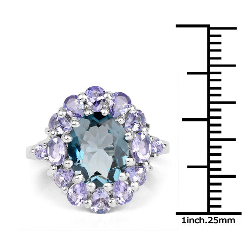 5.41 Carat Genuine London Blue Topaz and Tanzanite .925 Sterling Silver Ring by Bids.com