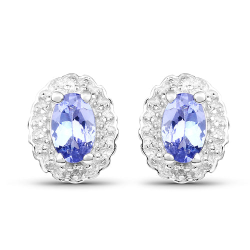 2.46 Carat Genuine Tanzanite and White Topaz .925 Sterling Silver 3 Piece Jewelry Set (Ring, Earrings, and Pendant w/ Chain) by Bids.com