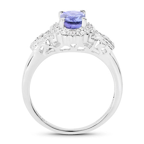 2.46 Carat Genuine Tanzanite and White Topaz .925 Sterling Silver 3 Piece Jewelry Set (Ring, Earrings, and Pendant w/ Chain) by Bids.com