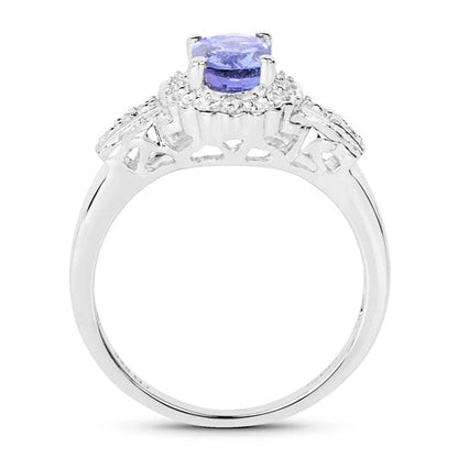 2.46 Carat Genuine Tanzanite and White Topaz .925 Sterling Silver 3 Piece Jewelry Set (Ring, Earrings, and Pendant w/ Chain) by Bids.com