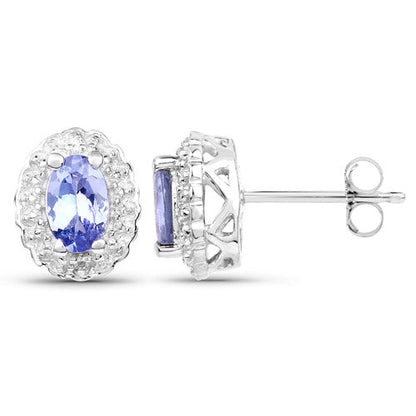 2.46 Carat Genuine Tanzanite and White Topaz .925 Sterling Silver 3 Piece Jewelry Set (Ring, Earrings, and Pendant w/ Chain) by Bids.com