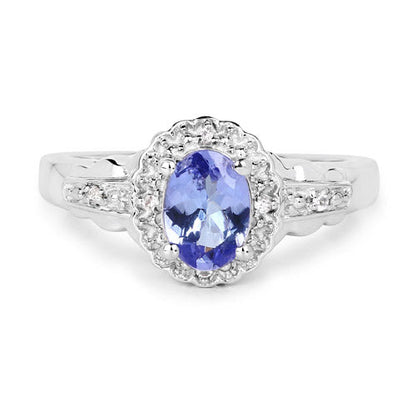 2.46 Carat Genuine Tanzanite and White Topaz .925 Sterling Silver 3 Piece Jewelry Set (Ring, Earrings, and Pendant w/ Chain) by Bids.com
