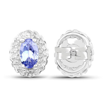 2.46 Carat Genuine Tanzanite and White Topaz .925 Sterling Silver 3 Piece Jewelry Set (Ring, Earrings, and Pendant w/ Chain) by Bids.com