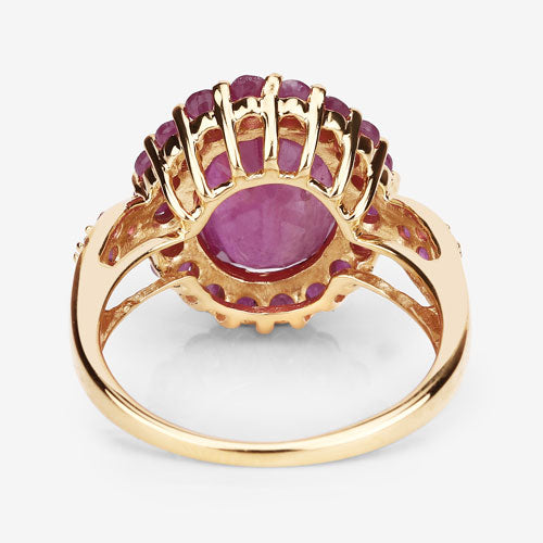 5.09 Carat Glass Filled Ruby and Ruby .925 Sterling Silver Ring  DestGlow