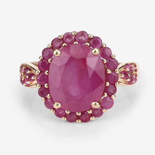 5.09 Carat Glass Filled Ruby and Ruby .925 Sterling Silver Ring  DestGlow